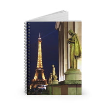 Load image into Gallery viewer, Eiffel Tower spiral notebook with ruled line paper