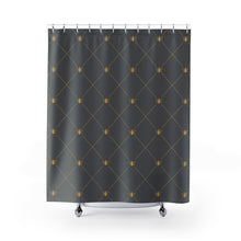 Load image into Gallery viewer, The French Bee Shower Curtain (Gold on Grey)