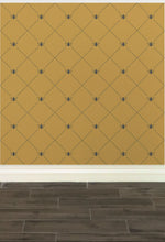 Load image into Gallery viewer, Dark grey bees intersecting diagnonal lines on a gold-coloured wallpaper: L'Abeille Française