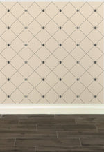 Load image into Gallery viewer, Dark grey bees intersecting diagnonal lines on a cream-coloured wallpaper: L'Abeille Française