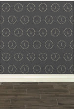 Load image into Gallery viewer, Cream Eiffel Tower & Wreath graphic on a grey background wallpaper: L'Abeille Française