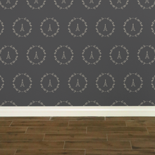 Load image into Gallery viewer, Cream Eiffel Tower & Wreath graphic on a grey background wallpaper: L'Abeille Française