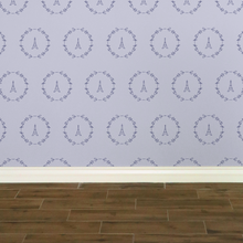 Load image into Gallery viewer, Dark blue Eiffel Tower & Wreath graphic on a light blue background wallpaper: L'Abeille Française