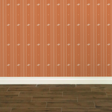 Load image into Gallery viewer, Peach-coloured wallpaper with alternating vertical stripes of cream-coloured stylized flower petals and narrow lines: Boutique L'Abeille Française