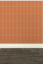 Load image into Gallery viewer, Peach-coloured wallpaper with alternating vertical stripes of cream-coloured stylized flower petals and narrow lines: Boutique L'Abeille Française
