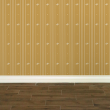 Load image into Gallery viewer, 		 Gold wallpaper with alternating vertical stripes of cream-coloured stylized flower petals and narrow lines: Boutique L'Abeille Française