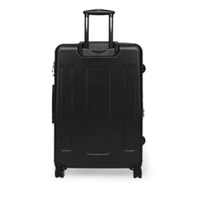 Load image into Gallery viewer, Black back of large Take Me To Paris hard-shell suitcase with black wheels and telescoping handle: Boutique L'Abeille Française