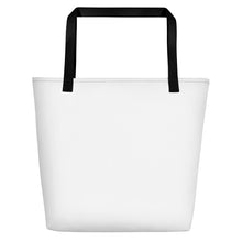 Load image into Gallery viewer, Wandering Bee Tote white back with black stitching and webbing handles: Boutique L'Abeille Française