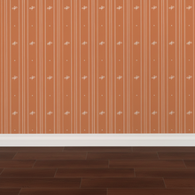 Load image into Gallery viewer, Peach-coloured wallpaper with alternating vertical stripes of cream-coloured stylized flower petals and narrow lines: Boutique L'Abeille Française
