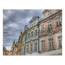 Load image into Gallery viewer, 14&quot; × 11&quot; 252 precise interlocking piece puzzle of pastel-coloured Baroque houses in Prague: L&#39;Abeille Française