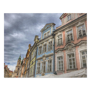 14" × 11" 252 precise interlocking piece puzzle of pastel-coloured Baroque houses in Prague: L'Abeille Française