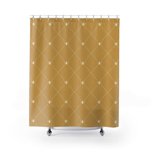 The French Bee Shower Curtain (Cream on Gold)