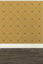 Load image into Gallery viewer, Dark grey bees intersecting diagnonal lines on a gold-coloured wallpaper: L&#39;Abeille Française