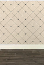 Load image into Gallery viewer, Dark grey bees intersecting diagnonal lines on a cream-coloured wallpaper: L&#39;Abeille Française