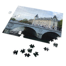Load image into Gallery viewer, 14&quot; × 11&quot; 252 precise interlocking piece puzzle of the Pont au Change and Conciergerie in Paris: L&#39;Abeille Française