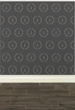 Load image into Gallery viewer, Cream Eiffel Tower &amp; Wreath graphic on a grey background wallpaper: L&#39;Abeille Française
