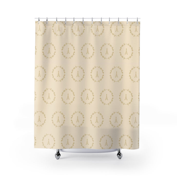 Eiffel Shower Curtain (Gold on Cream)