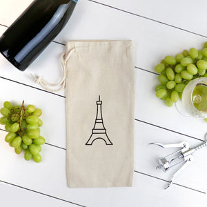 Paris-inspired, natural canvas Eiffel Wine Bag with black graphic: L'Abeille Française