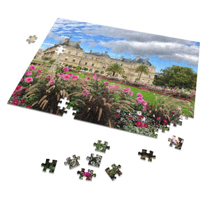14" × 11" 252 precise interlocking piece jigsaw puzzle of the Luxembourg Gardens in Paris: L'Abeille Française