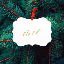Load image into Gallery viewer,  &#39;Noél&#39; ornament on a Christmas tree.