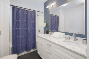 Petal Stripe Shower Curtain (Cream on Lavender)