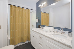 Petal Stripe Shower Curtain (Cream on Gold)