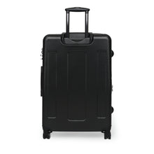 Load image into Gallery viewer, Black back of large Take Me To Paris hard-shell suitcase with black wheels and telescoping handle: Boutique L&#39;Abeille Française
