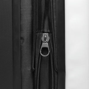 Zipper of expandable section of large Take Me To Paris hard-shell suitcase: Boutique L'Abeille Française