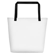 Load image into Gallery viewer, Wandering Bee Tote white back with black stitching and webbing handles: Boutique L&#39;Abeille Française