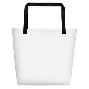 Wandering Bee Tote white back with black stitching and webbing handles: Boutique L'Abeille Française